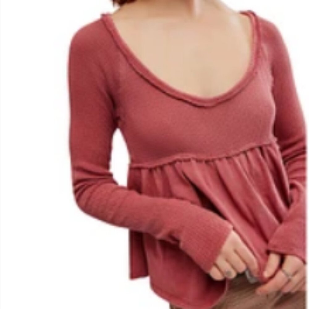 new Free People We The Free Found Your Babydoll Thermal Top  252 R